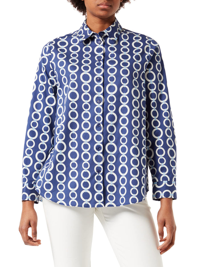 Seidensticker Damen Bluse - Fashion Bluse - Hemdblusenkragen - Langarm - 100% Baumwolle 36 Blau, 36