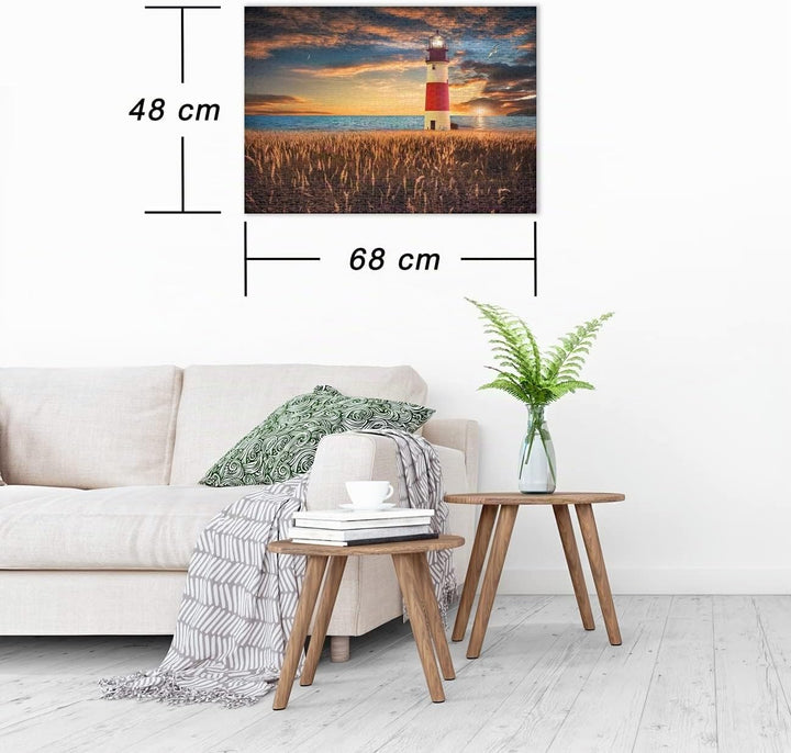 Ulmer Puzzleschmiede - Puzzle „Horizont“ - Klassisches 1000 Teile mit Leuchtturm am Meer - Das Licht