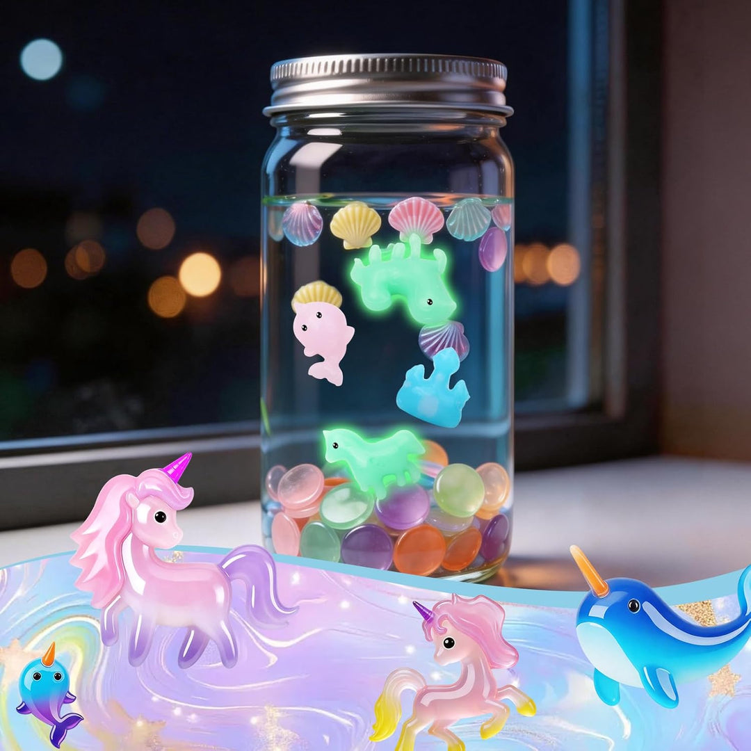 Tibimon Einhorn Magic Water Elf, DIY 3D Magisches Wasser Gel Spielzeug, 20 Magischem Gel und 16 Form