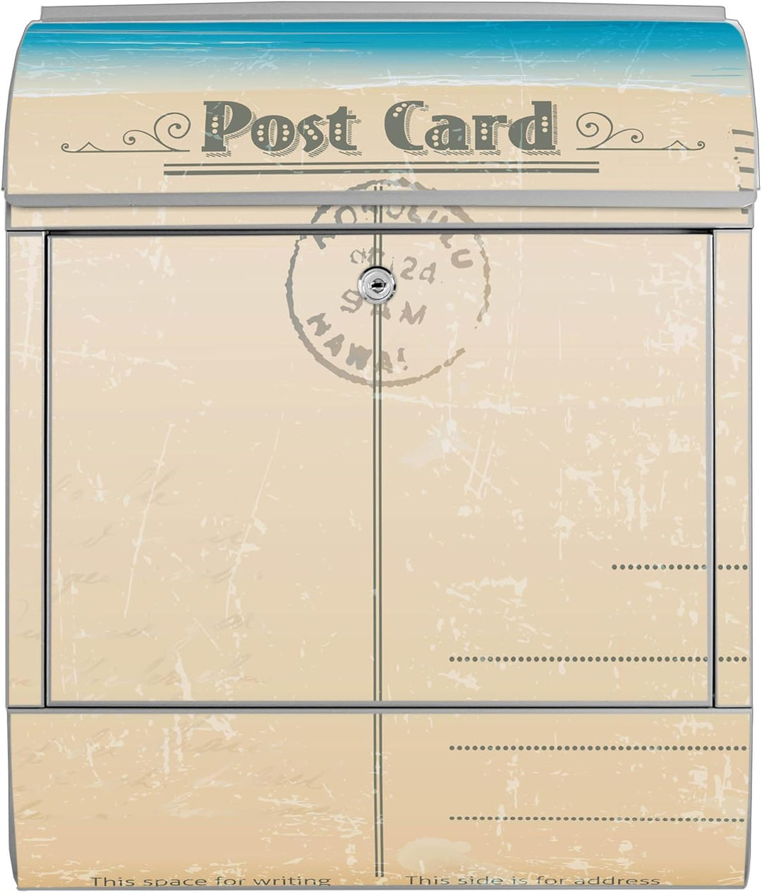 banjado® Design Briefkasten personalisiert mit Motiv Postkarte 39x47x14cm & 2 Schlüssel - Briefkaste