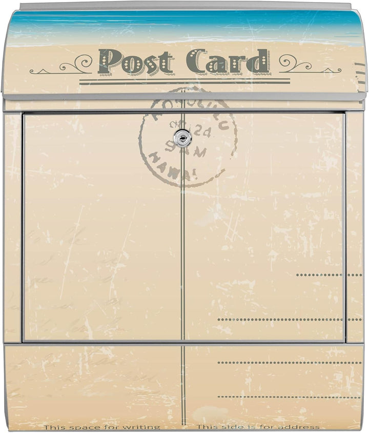 banjado® Design Briefkasten personalisiert mit Motiv Postkarte 39x47x14cm & 2 Schlüssel - Briefkaste