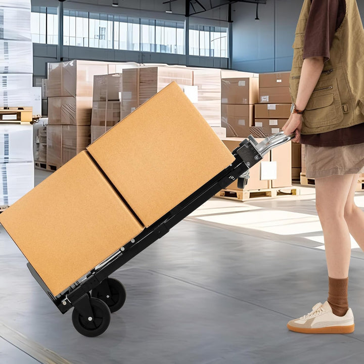 COSTWAY 2-in-1 Transportwagen Sackkarre klappbar, Handwagen mit Teleskopgriff &amp; Verstellbarer Länge,