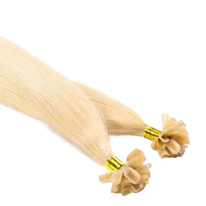 hair2heart Premium Extensions Echthaar Bondings glatt - 100 Strähnen 0.8g 40cm 9/0 lichtblond 