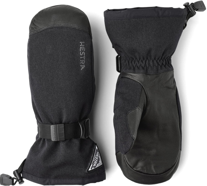 Hestra Unisex Puderhandschuh I Leder Fäustlinge für den Alltag Winter und Alpin Skifahren Schwarz 11