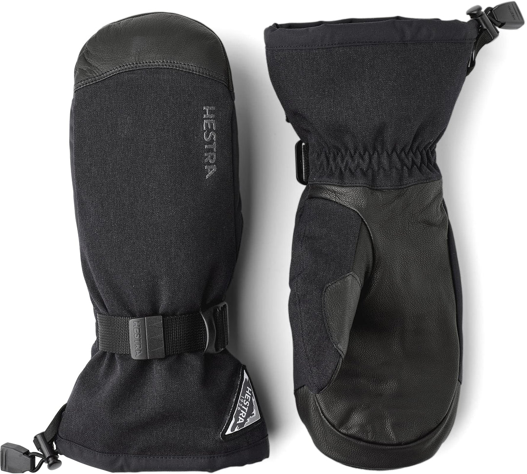 Hestra Unisex Puderhandschuh I Leder Fäustlinge für den Alltag Winter und Alpin Skifahren Schwarz 6,