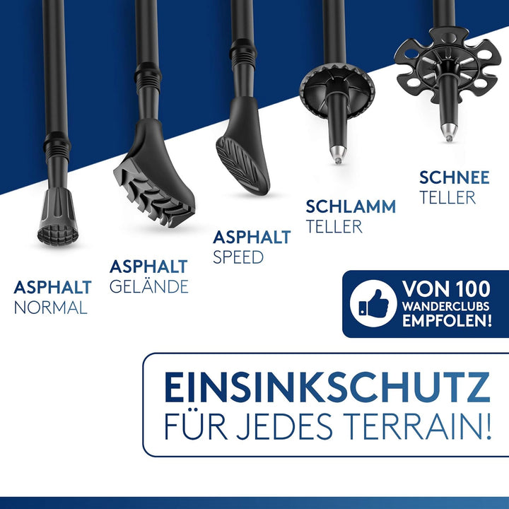 Wanderstöcke & Nordic Walking Stöcke - Teleskop Wanderstock mit Gummipuffer Set - Trekkingstöcke für
