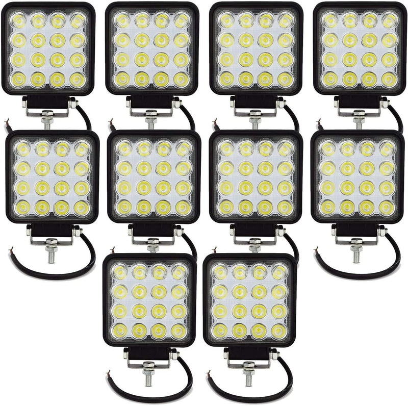 Willpower 10pc LED Scheinwerfer 4‘’ 10cm 48W LED Arbeitsscheinwerfer 12V 24V Flutlicht Zusatzscheinw