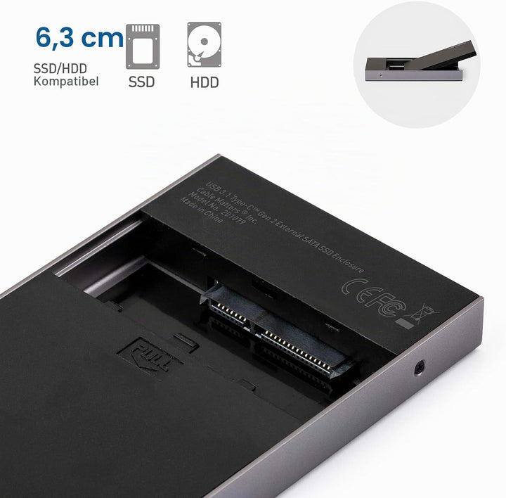 Cable Matters Aluminum 10Gbps USB 3.1 Gen 2 Externes SSD-Festplattengehäuse (USB C-Gehäuse, SSD Gehä