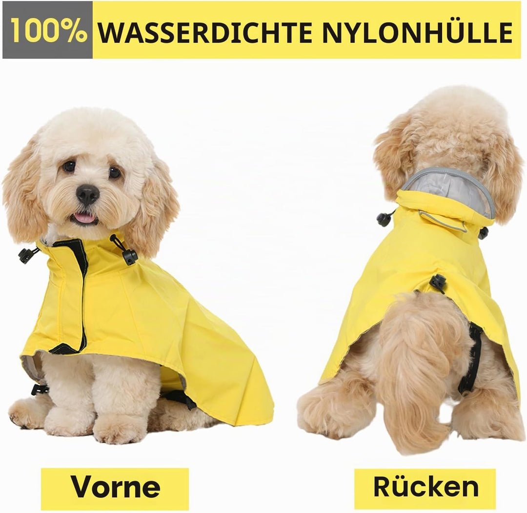 Regenmantel Hund XL, Wasserdicht Hunderegenmantel mit Kapuze, Reflektierende Elemente, Verstellbar,