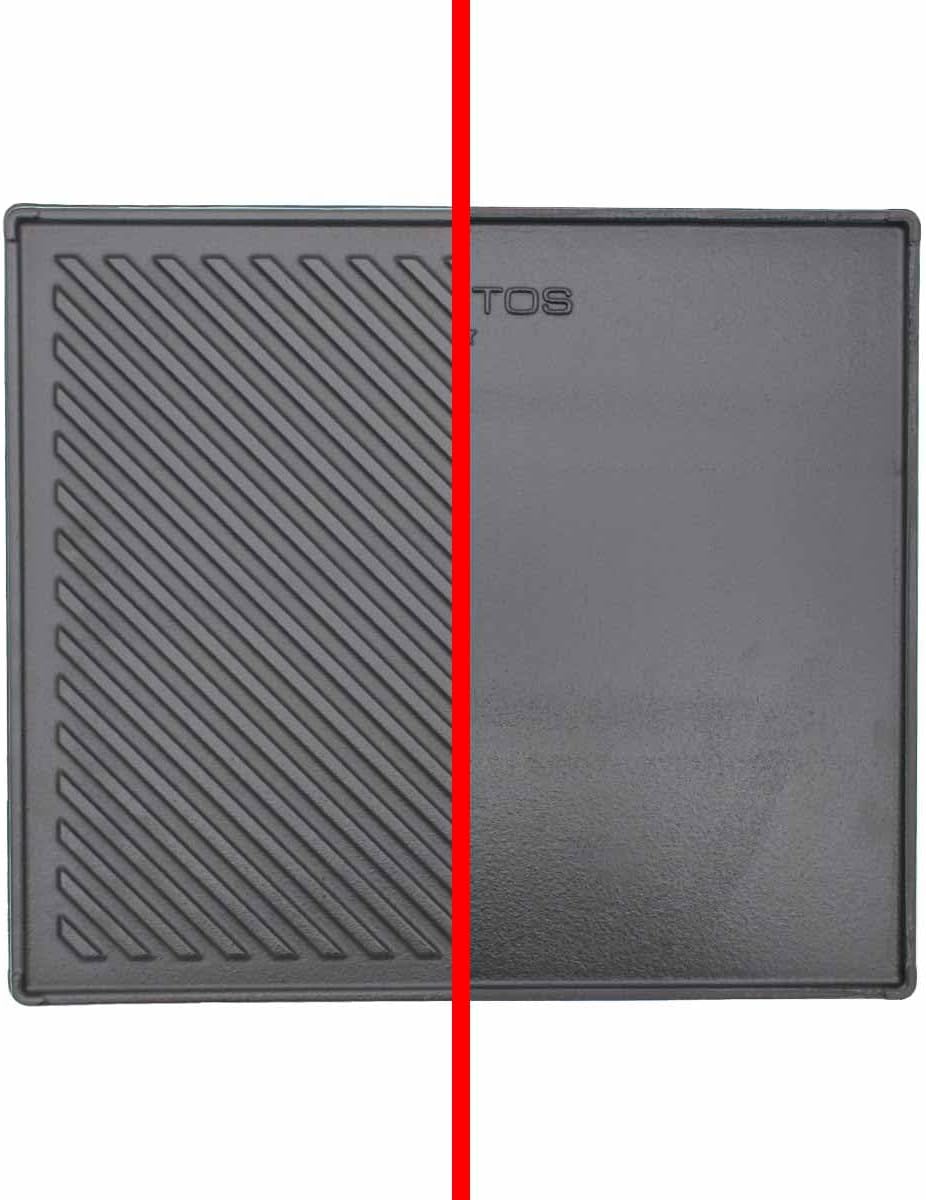 SANTOS Smash Burger Set mit Fleischpresse Schmelzglocken Spachtel Gusseisen Grillplatte BBQ Zubehör