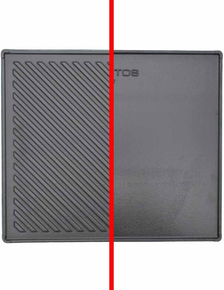 SANTOS Smash Burger Set mit Fleischpresse Schmelzglocken Spachtel Gusseisen Grillplatte BBQ Zubehör