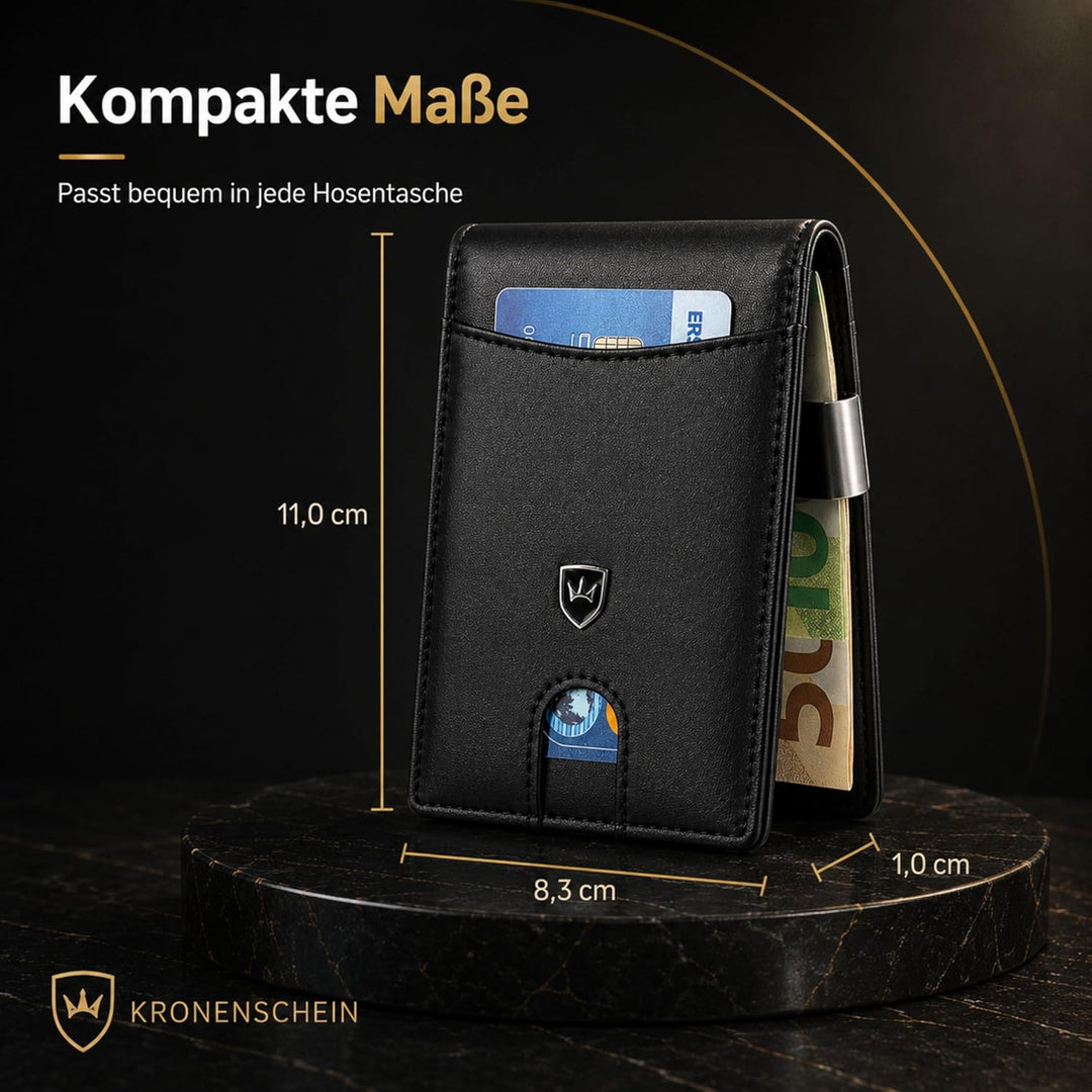 Kronenschein® Slim Wallet mit Münzfach &amp; RFID Schutz I Geldbörse Herren &amp; Damen klein I Portmonee mi