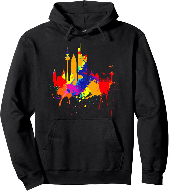 Frankfurt Skyline Bunte Farben Malerei Kunst Liebe Frankfurt Pullover Hoodie