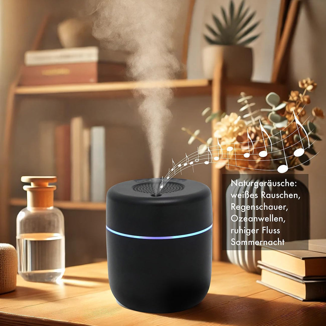 Carlo Milano Diffuser: USB-Luftbefeuchter mit Timer und 5 Naturgeräuschen, 400 ml (USB Mini Luftbefe