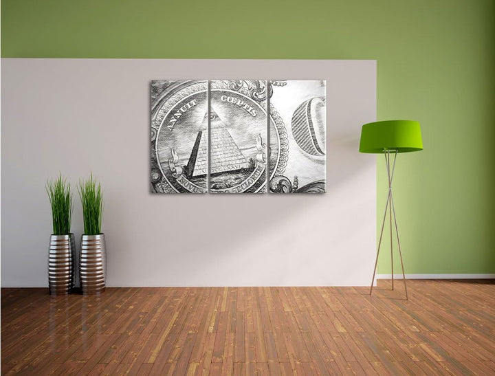 Pixxprint Illuminaten-Pyramide / 3-Teilig/Gesamtmass 120cm Leinwandbild bespannt auf Holzrahmen/Wand