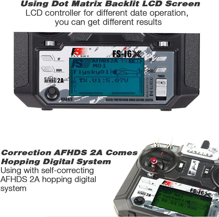 FLYSKY FS-i6X 10CH 2,4GHz RC Sender Controller mit iA6B Empfänger Upgrade Kabel für RC Boot Racing D