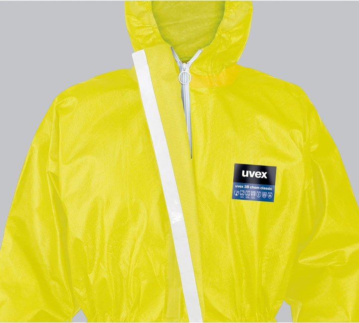 Uvex 3B Chem Classic Schutzanzug - Schutzoverall Typ 3B - Einweg-Chemikalienschutz L Gelb, L Gelb