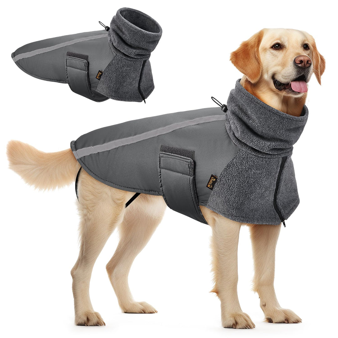 SlowTon Wintermantel für Hunde, Warmes Futter aus Polar Fleece Aussenjacke für Hunde mit Rollkragens