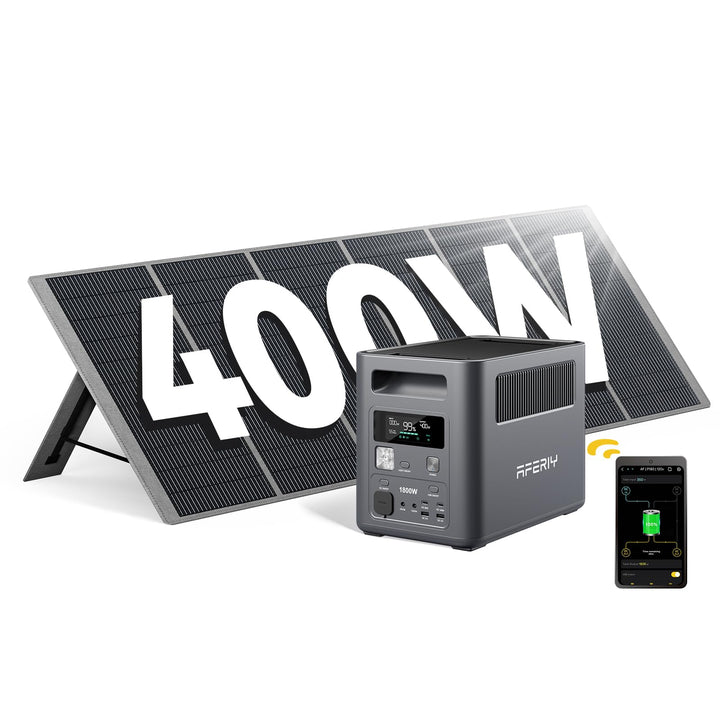 AFERIY 1800W Tragbare Powerstation 1024Wh mit 400W Solarpanel, Solargenerator LiFePO4 &amp; 1Std Schnell