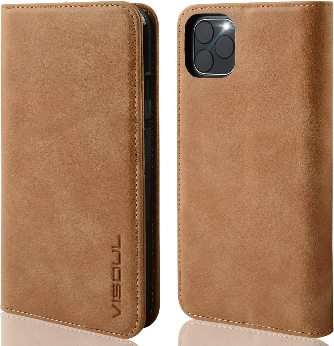 VISOUL iPhone 11 Hülle, Stossfeste Handyhülle [Erstklassiges Rindsleder] [RFID Blocker], TPU Schutzh