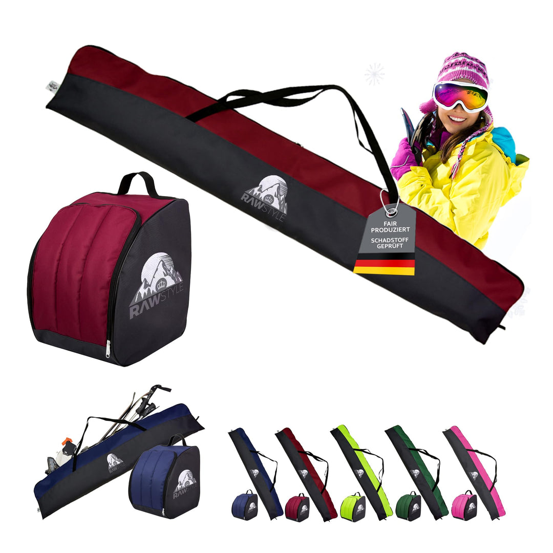 Rawstyle Skitasche Ski-Schuh-Tasche Set SKI-Tasche 160cm oder 180cm wasserdicht Ski Bag Ski Cover Wi
