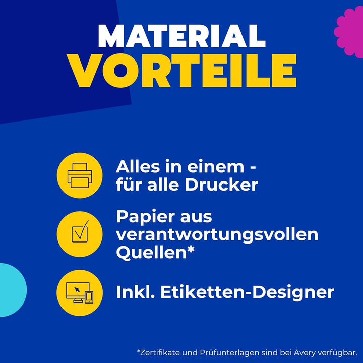 AVERY Zweckform 3450 Grüne Etiketten (2.400 Aufkleber, 70x37mm auf A4, permanent haftend, selbstkleb