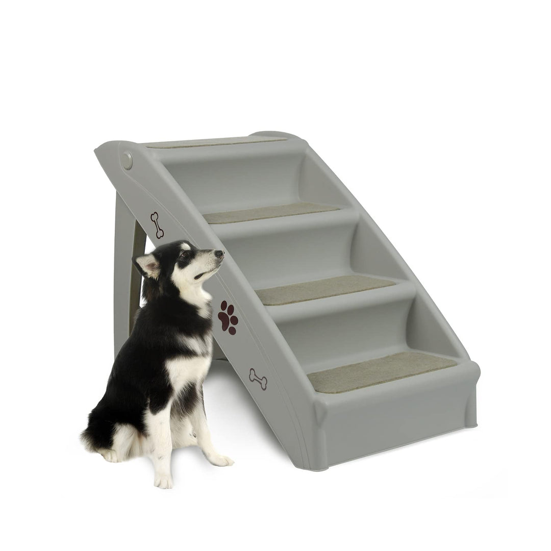 LZQ Hundetreppe Katzentreppe für Kleine Hunde Klappbar PP-Kunststoff Haustiertreppe 50cm Hoch mit Ru