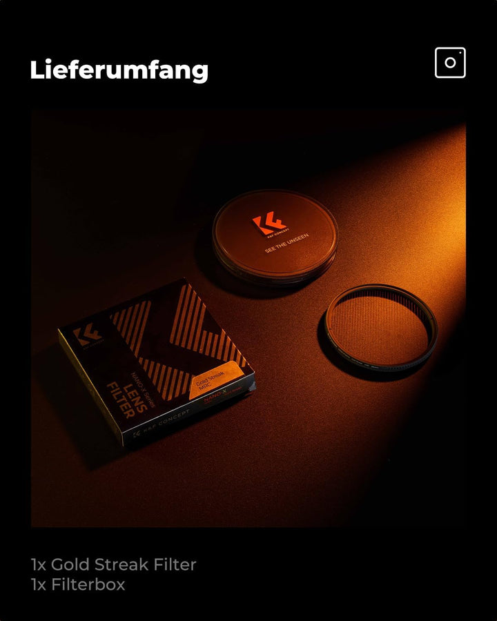 K&F Concept Nano-X Serie Gold Streak Anamorpher Effekt Filter 82mm Gold Streifenfilter Anamorphic Li