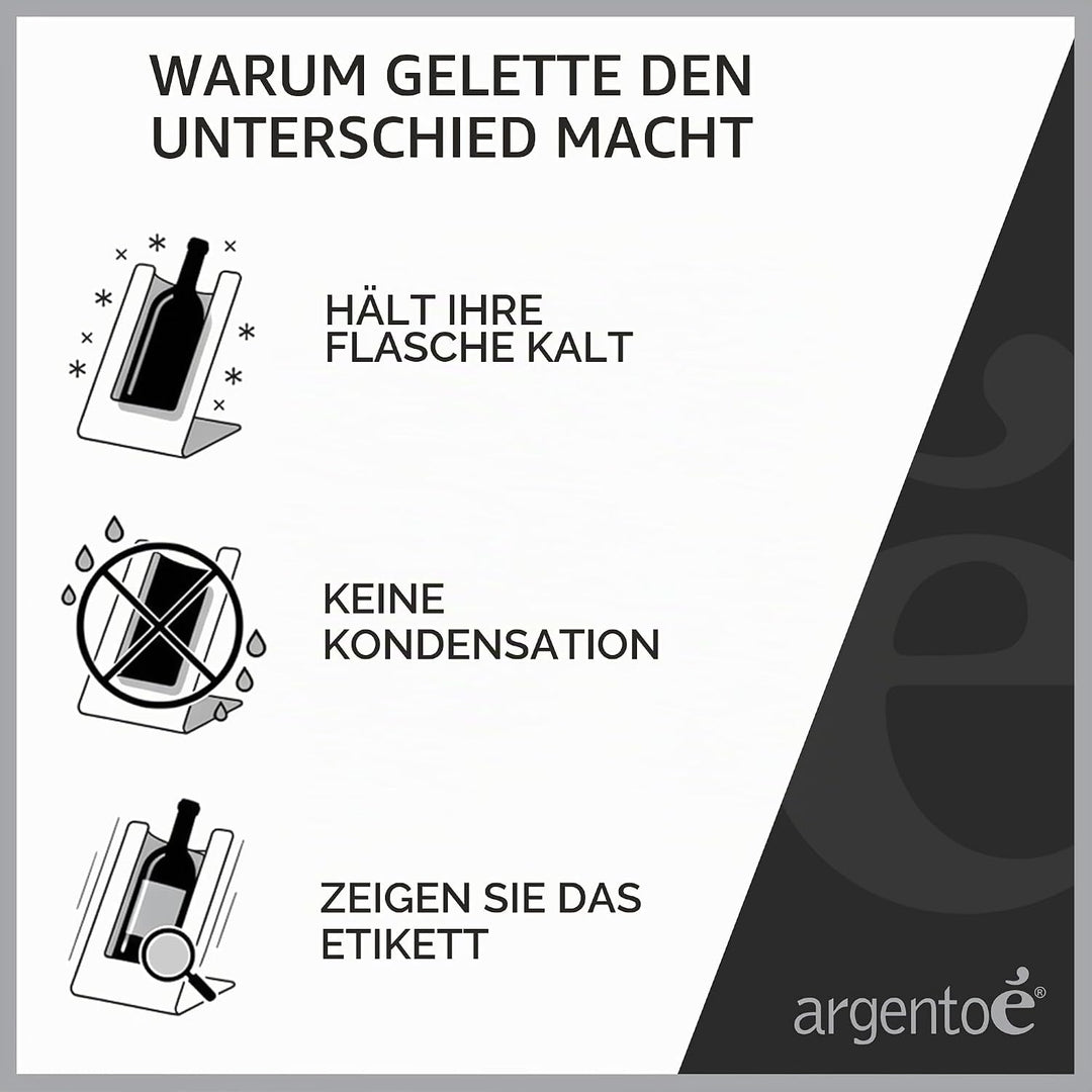 argentoè Gelette Weinkühler mit Silberplakette - Flaschenkühler und Thermischer Flaschenhalter für d
