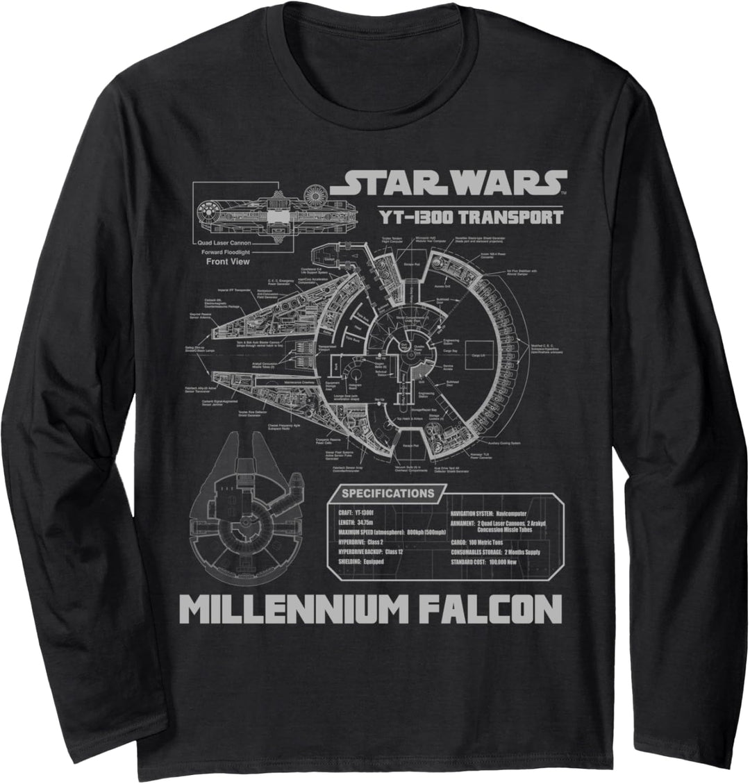 Star Wars Millennium Falcon Transport Text Poster Langarmshirt