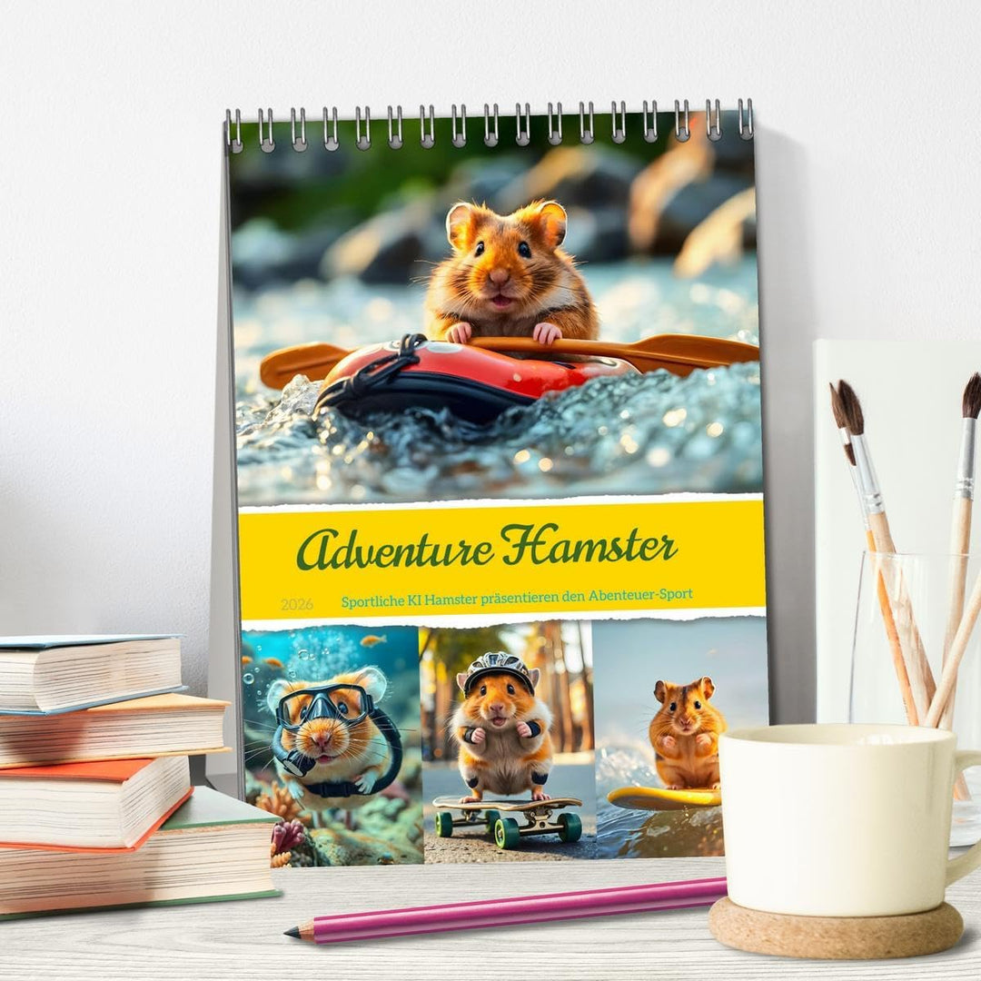 Adventure Hamster - Sportliche KI Hamster präsentieren den Abenteuer-Sport (Tischkalender 2026 DIN A