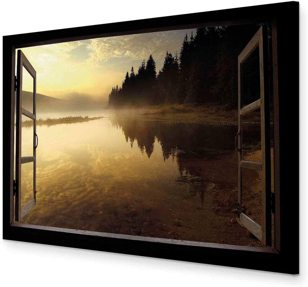 murando - Bilder Fensterblick 90x60 cm Vlies Leinwandbild 1 tlg Kunstdruck modern Wandbilder XXL Wan