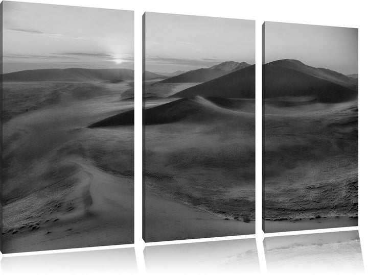 Pixxprint Monocrome, gewaltige Sanddünen 3-Teiler Leinwandbild 120x80 Bild auf Leinwand