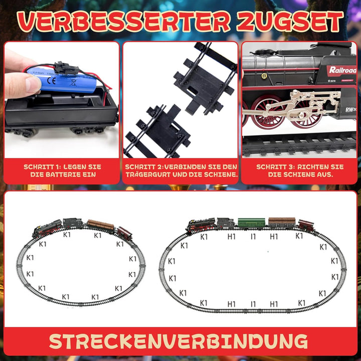 PQKL-party Elektrische Zug,Eisenbahn mit Dampf, Sounds und Lights,Luxury Track Steam Locomotive