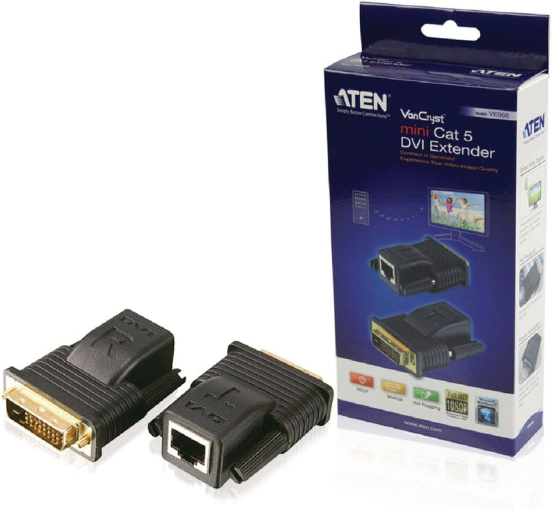 Aten VE066-AT DVI Extender (Verlaengerung) ueber Netzwerkkabel RJ45 20m Schwarz