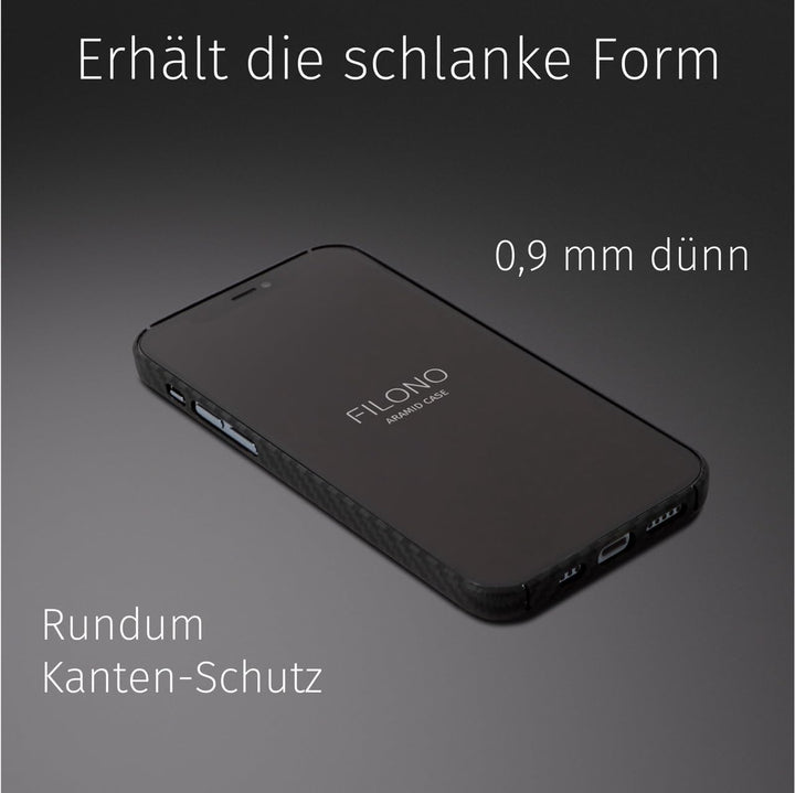 FILONO iPhone 12 Aramid Hülle Ultra dünn | Design in Germany | mit Kamera-Schutz