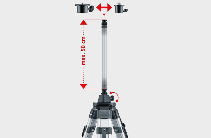 Laserliner VarioStand L, Baustativ 180 cm | höhenverstellbar mit Kurbelhub, 1/4" &amp; 5/8" Adapter, rob