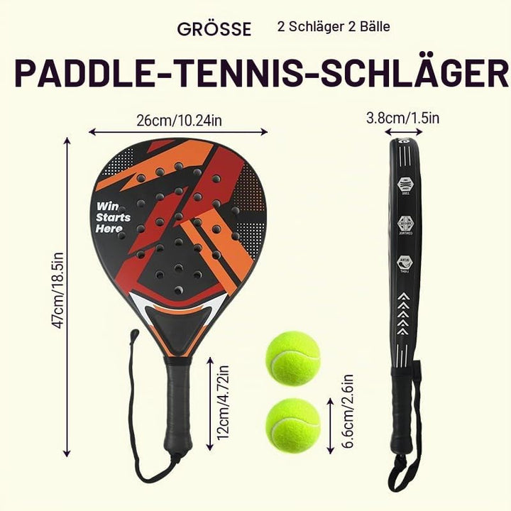 Padelschläger 2er Set, ABS-Oberfläche & EVA-Schaumkern, Strand-Tennis-Paddel mit 2 Bällen & Tragetas