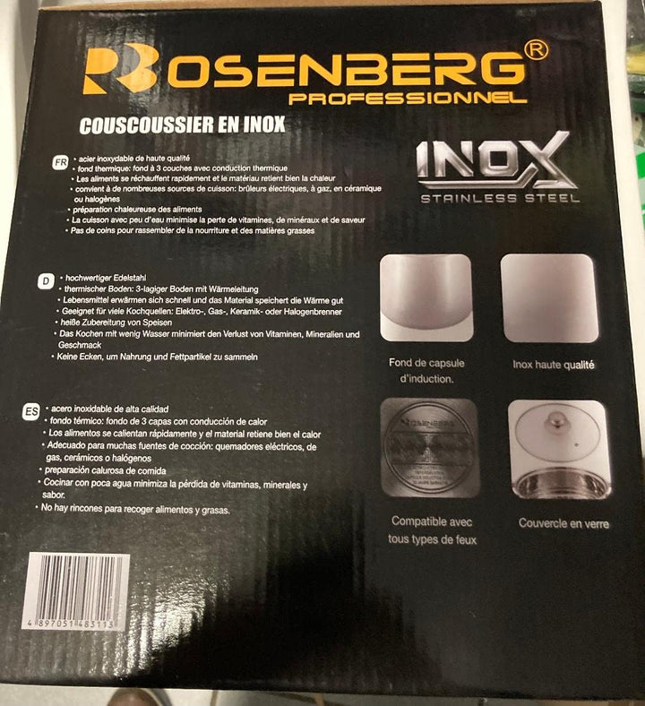 Couscous-Topf aus Edelstahl, 6 l, für alle Herdarten und Induktion