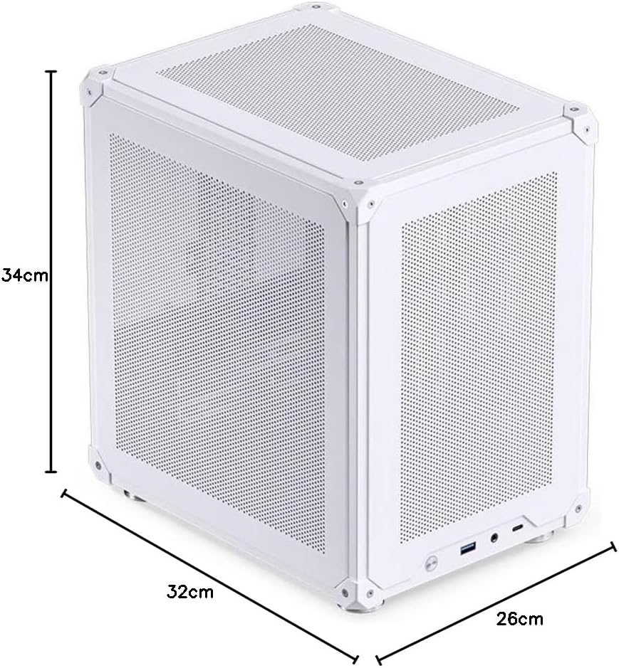 Jonsbo C6 Mesh PC-Gehäuse, USB-C-Konnektivität, abnehmbare Paneele, Stahl, Micro-ATX, Weiss, Weiss