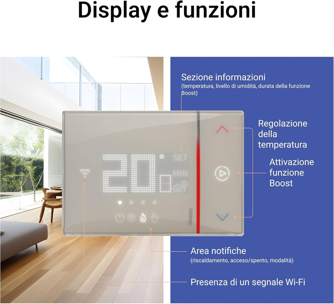 BTicino SXM8002 – Smarther2 WLAN-Thermostat mit Netatmo, Unterputz-Thermostat, programmierbar, EIN/A