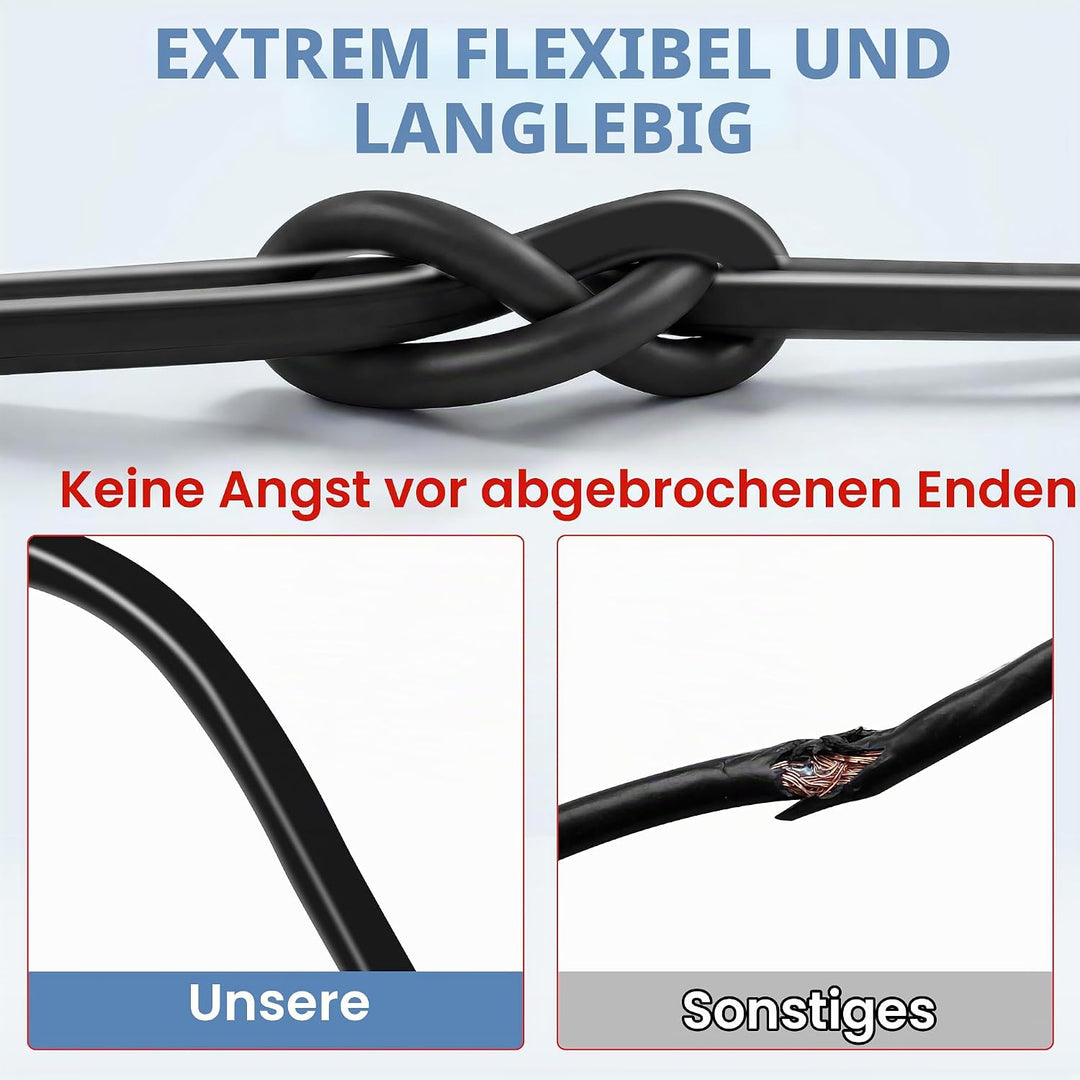 Flaches Zweiadriges Doppelkabel, 2 Leiter, 2 * 0,5 mm² 10 Meter Dünnwandiges Rotes/Schwarzes Flexibl