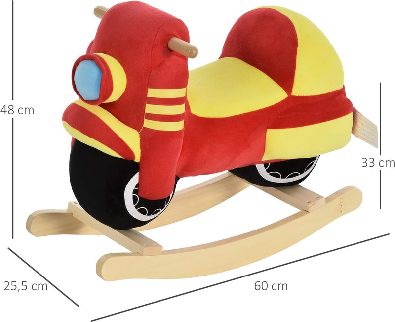 HOMCOM Kinder Schaukelpferd Baby Schaukeltier Motorrad mit Motorrad Sound, Schaukel Schaukelspielzeu