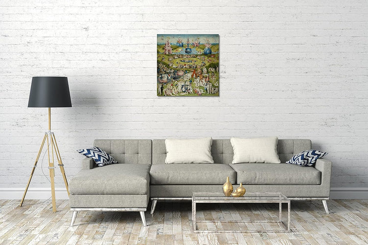 Printed Paintings Leinwand (70x70cm): Hieronymus Bosch - Der Garten der Lüste (1490/1510) - Mittlere