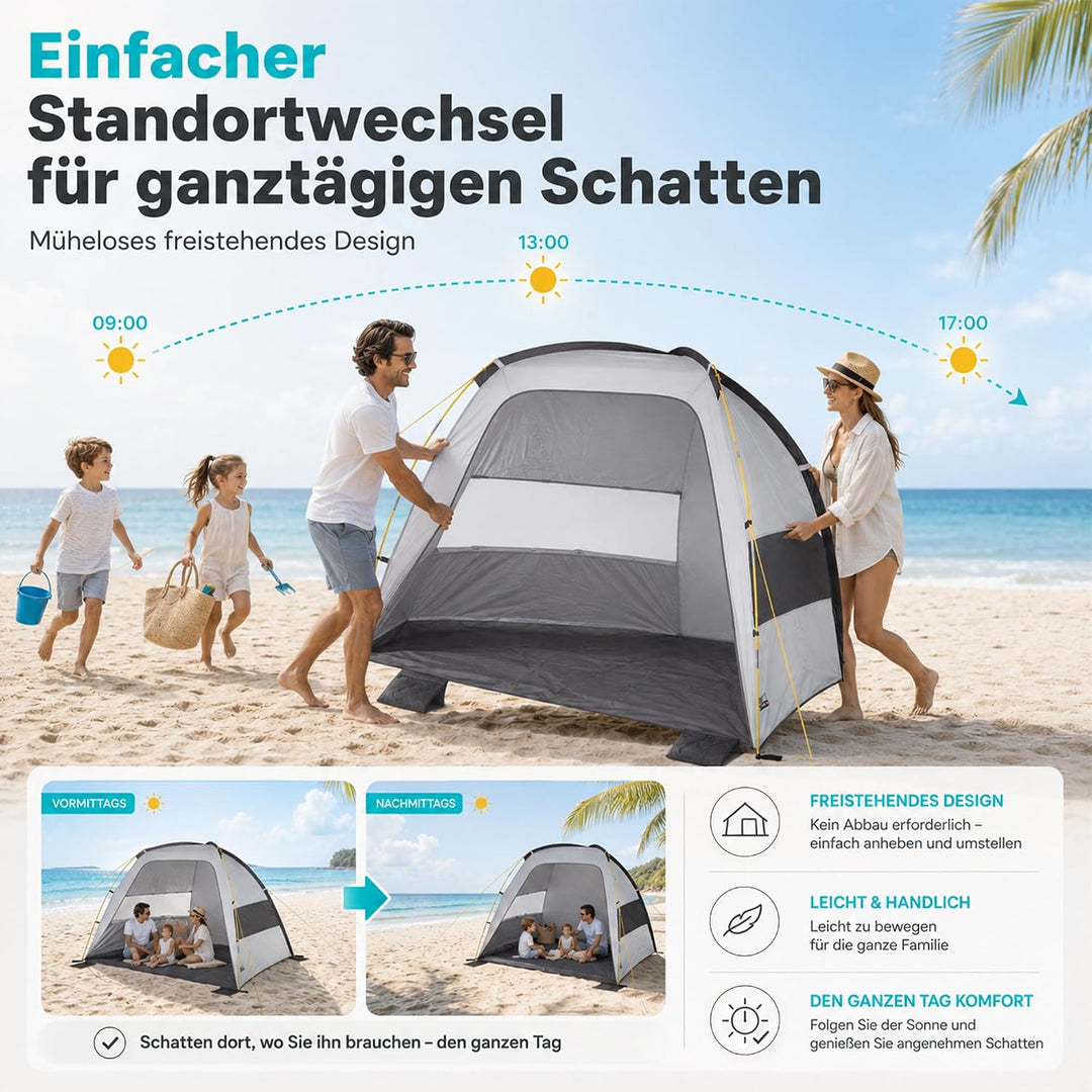 High Peak Strandmuschel mit UV 80, erhöhter Innenhöhe und Mesh-Belüftung | Grosszügiger Platz für 2–