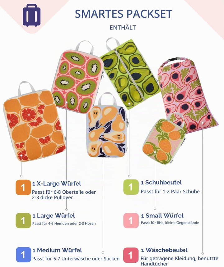 Gonex Compression Packing Cubes 6er Set, Gonex Kleidertaschen 6-teilig Verpackungswürfel, Kleidertas