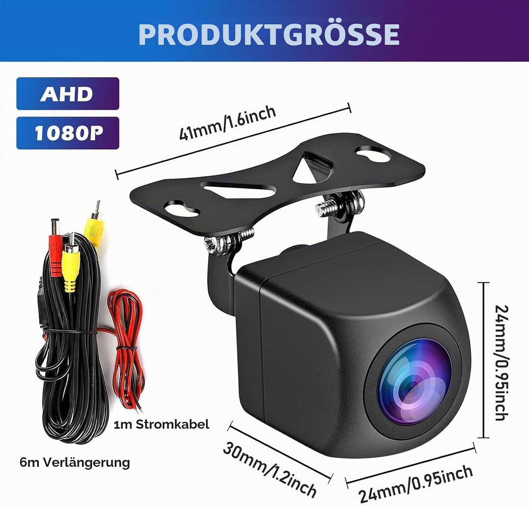 AHD 1080P Rückfahrkamera, 180° Super Weitwinkel, IP68 Wasserdicht, Universal Für Auto, SUV, Wohnmobi