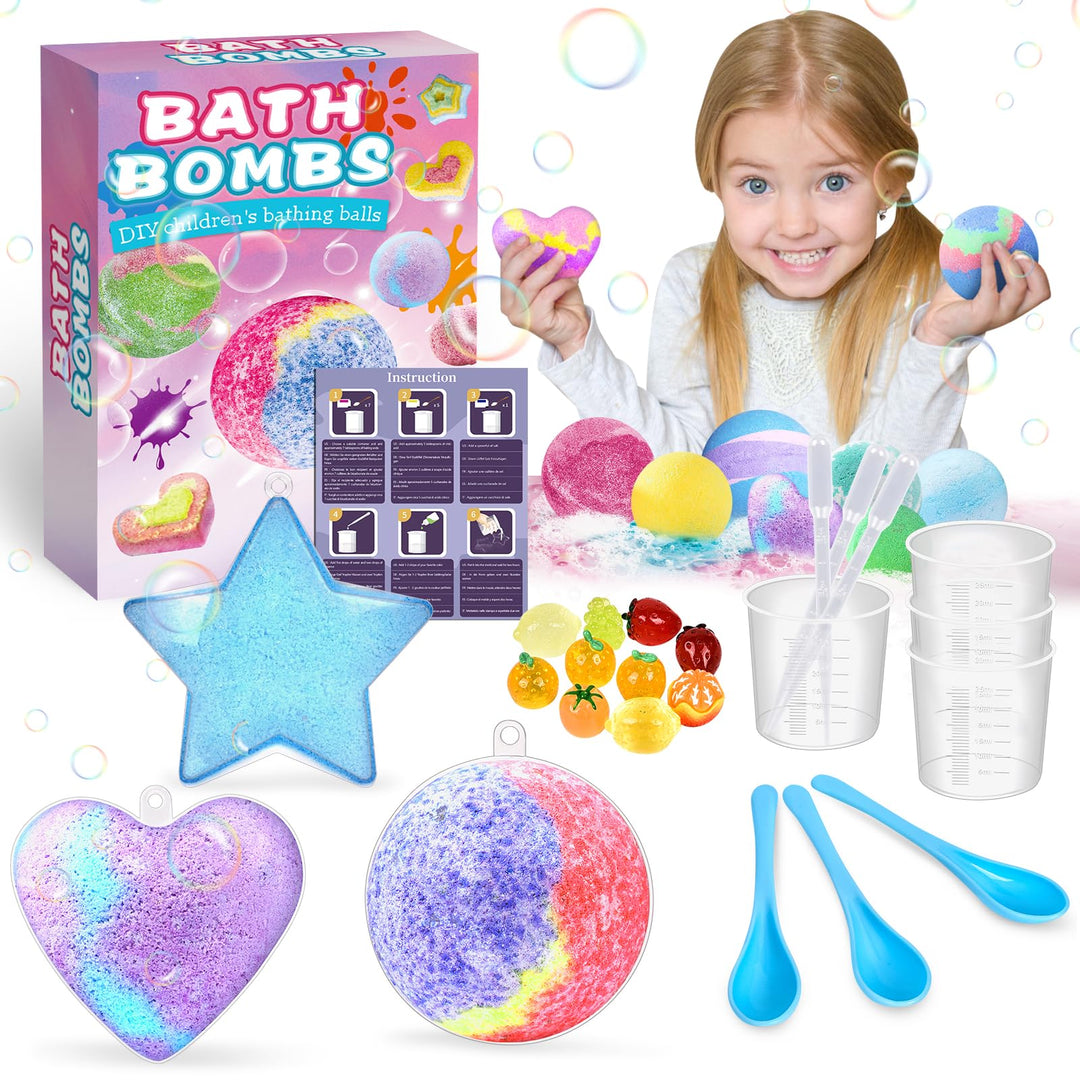 Charmofun Badebomben Kinder, DIY Badebomben Geschenk Set, Badekugeln Kinder mit Überraschung, Handge