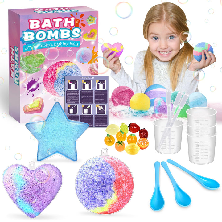 Charmofun Badebomben Kinder, DIY Badebomben Geschenk Set, Badekugeln Kinder mit Überraschung, Handge