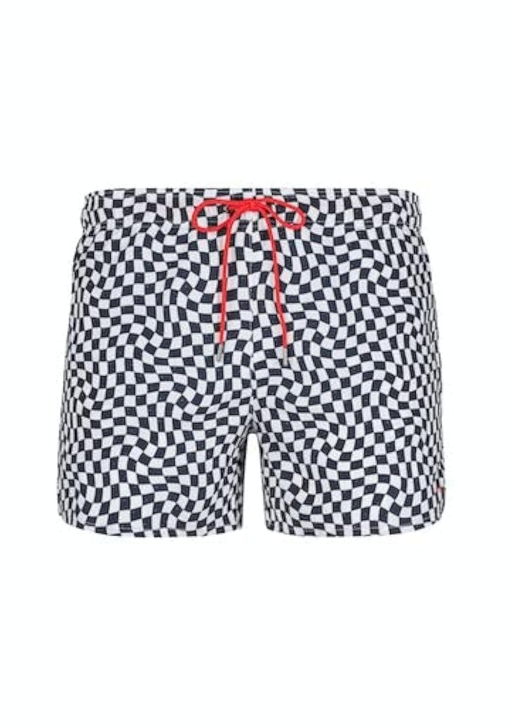 Skiny Herren Badehose L Whiteblue Check, L Whiteblue Check
